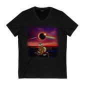 Calvin And Hobbes Gazing At The Moon Eclipse Front Vneck Black - OtherBrick