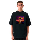 Calvin And Hobbes Gazing At The Moon Solar Eclipse 2024 Front Shirt Man Black - OtherBrick