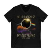 Hello Darkness My Old Friend April 8 2024 Front Vneck Black - OtherBrick