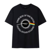 Pink Floyd Dark Side Of The Moon Total Solar Eclipse 8 April 2024 Front Tshirt Black - OtherBrick