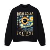 Pink Floyd Prims Van Gogh Starry Night Total Solar Eclipse April 8 2024 Front Sweatshirt Black - OtherBrick