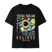 Pink Floyd Prims Van Gogh Starry Night Total Solar Eclipse April 8 2024 Front Tshirt Black - OtherBrick