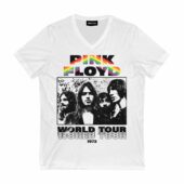 Pink Floyd World Tour 1973 Vintage Front Vneck White - OtherBrick