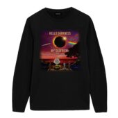 Snoopy Solar Eclipse Hello Darkness My Old Friend April 8 2024 Front Longsleeve Black - OtherBrick