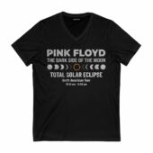 The Dark Side Of The Moon Eclipse Lyric 8 April 2024 Front Vneck Black - OtherBrick