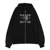The Dark Side Of The Moon Eclipse Vintage Pink Floyd Front Ziphoodie Black - OtherBrick