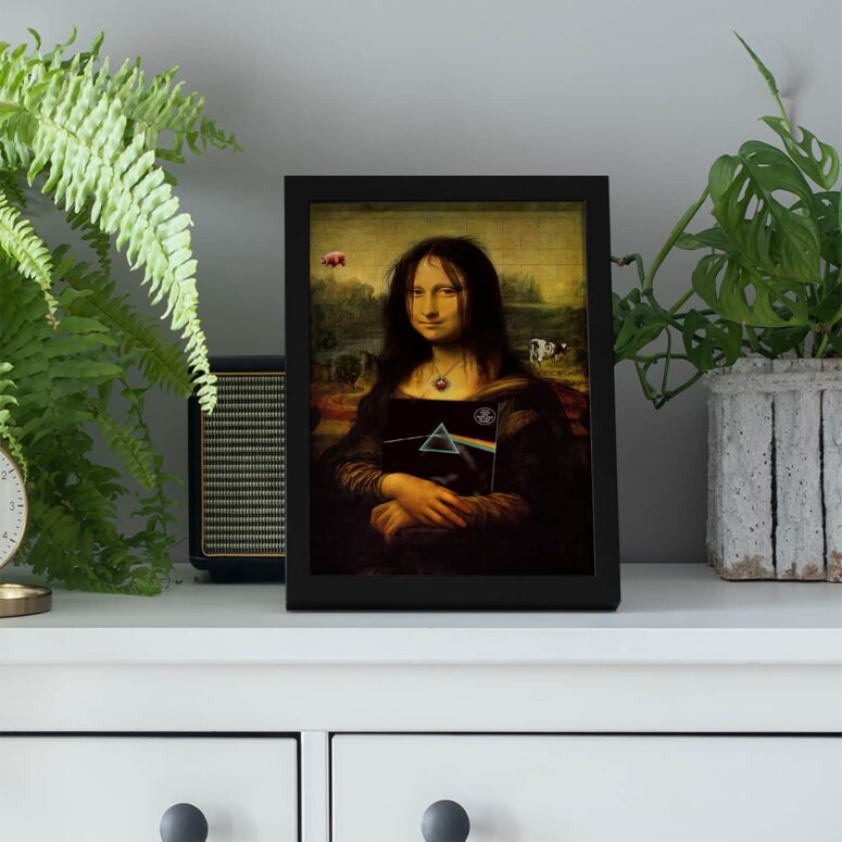 Pink Floyd TDSOTM Vinyl Disk Animals Atom Heart Mother Monalisa Parody Poster Pink Floyd TDSOTM Vinyl Disk Animals Atom Heart Mother Monalisa Parody Poster