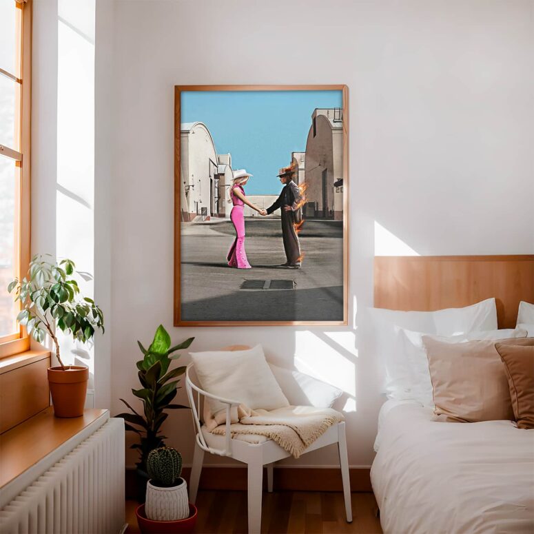 BarbenHeimer Pink Floyd Wish You Were Here Poster