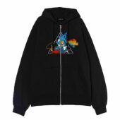 Alice In Wonderland Dark Side Of The Moon Front Ziphoodie Black - OtherBrick