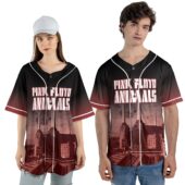 Animals Album Cover Flying Pig Battersea Power Station Pink Floyd Baseball Jersey Couple Front - OtherBrick