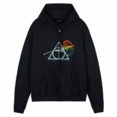 Dark Side Of The Moon X Deathly Hallows Front Hoodie Black - OtherBrick