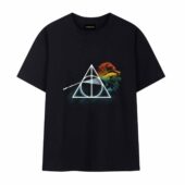 Dark Side Of The Moon X Deathly Hallows Front Tshirt Black - OtherBrick