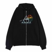 Dark Side Of The Moon X Deathly Hallows Front Ziphoodie Black - OtherBrick