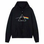 Deathly Hallows X Dark Side Of The Moon Front Hoodie Black - OtherBrick