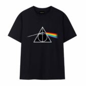 Deathly Hallows X Dark Side Of The Moon Front Tshirt Black - OtherBrick