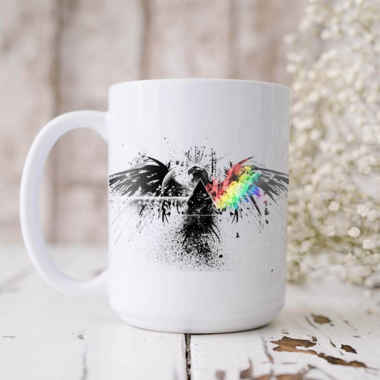 Eagle Dark Side Of The Moon Pink Floyd White Mug