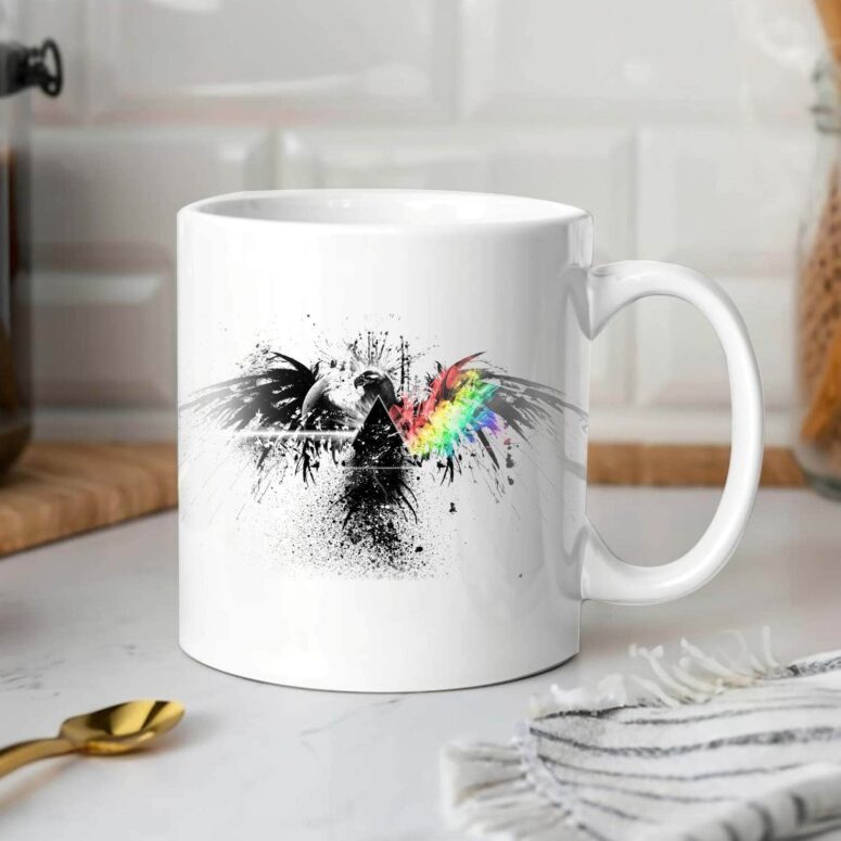 Eagle Dark Side Of The Moon Pink Floyd White Mug