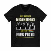 Only The Best Grandmas Listen To Pink Floyd Front Vneck Black - OtherBrick