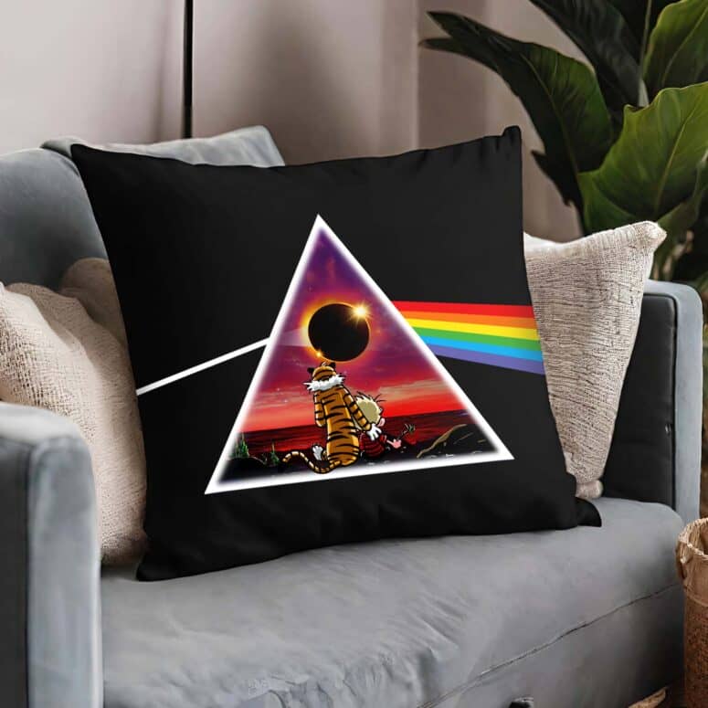 Calvin and Hobbes Looking  For  Dark Side Of The Moon Moon Solar Eclipse Cushion Pillow