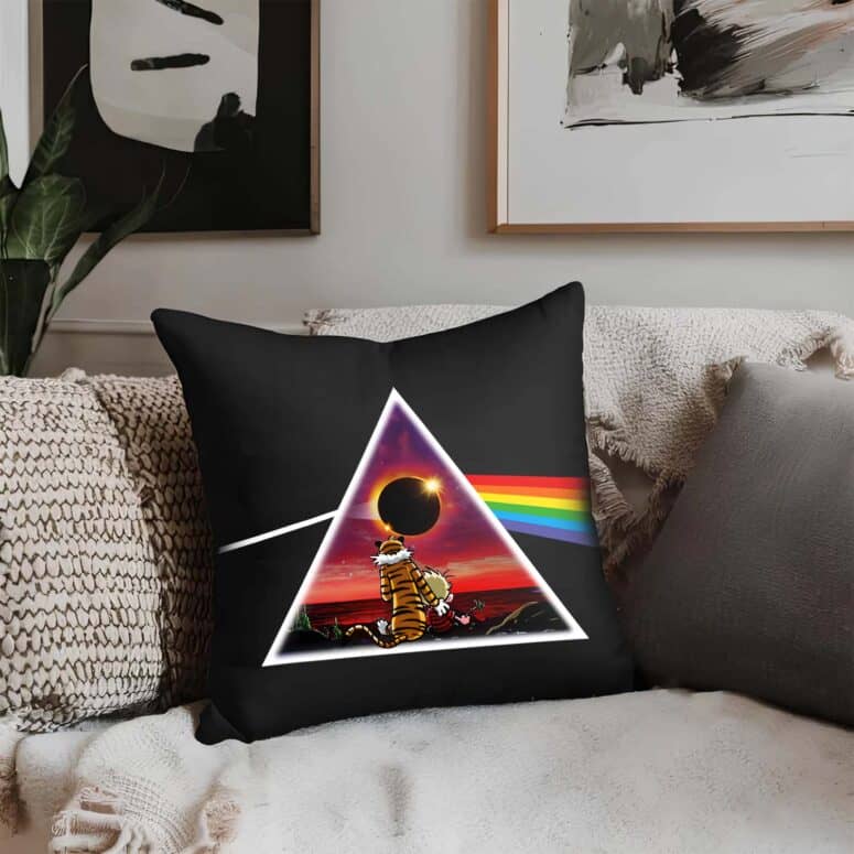 Calvin and Hobbes Looking  For  Dark Side Of The Moon Moon Solar Eclipse Cushion Pillow