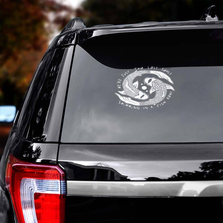 We're Pink Just Two Lost Souls Swimming in A Fish Bowl Floyd Car Sticker We're Pink Just Two Lost Souls Swimming in A Fish Bowl Floyd Car Sticker
