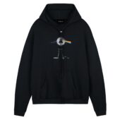 Cat Looking The Dark Side Of The Moon Pink Floyd Front Hoodie Black - OtherBrick