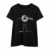 Cat Looking The Dark Side Of The Moon Pink Floyd Front Wtee Black - OtherBrick