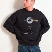 Cat Looking The Dark Side Of The Moon Pink Floyd Frontsweater Man Black - OtherBrick