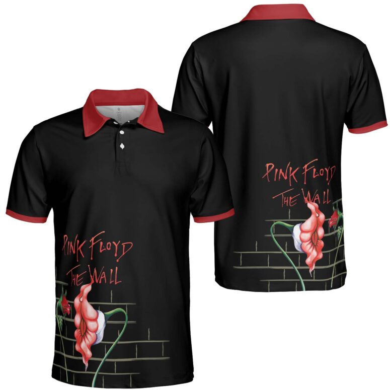 Fecking Flowers Pink FLoyd The Wall Polo Shirt