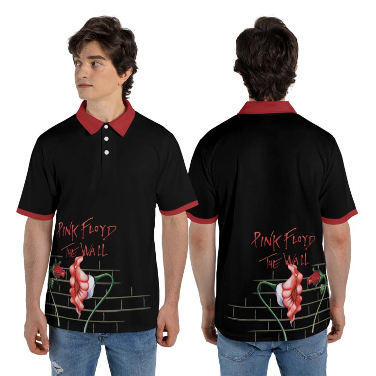 Fecking Flowers Pink FLoyd The Wall Polo Shirt