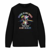 Music Is My Drug Pink Floyd Is My Dealer Front Longsleeve Black - OtherBrick