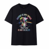 Music Is My Drug Pink Floyd Is My Dealer Front Tshirt Black - OtherBrick
