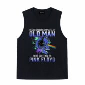 Never Underestimate An Old Man Who Listen To Pink Floyd Skull Front Tank Black - OtherBrick