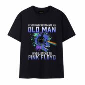 Never Underestimate An Old Man Who Listen To Pink Floyd Skull Front Tshirt Black - OtherBrick