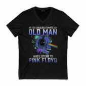 Never Underestimate An Old Man Who Listen To Pink Floyd Skull Front Vneck Black - OtherBrick