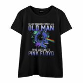 Never Underestimate An Old Man Who Listen To Pink Floyd Skull Front Wtee Black - OtherBrick
