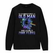 Never Underestimate An Old Man Who Listen To Pink Floyd Skullfront Longsleeve Black - OtherBrick