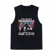 Only The Best Grandmas Listen To Pinkfloyd Front Tank Black - OtherBrick