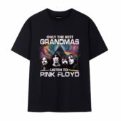 Only The Best Grandmas Listen To Pinkfloyd Front Tshirt Black - OtherBrick