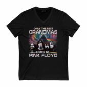 Only The Best Grandmas Listen To Pinkfloyd Front Vneck Black - OtherBrick