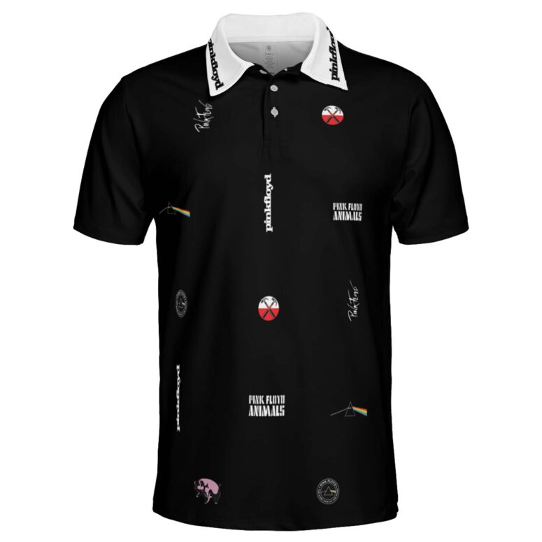 Pink Floyd Album Logo Symbol Collage Polo Shirt Pink Floyd Album Logo Symbol Collage Polo Shirt