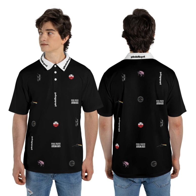 Pink Floyd Album Logo Symbol Collage Polo Shirt Pink Floyd Album Logo Symbol Collage Polo Shirt