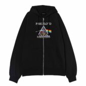 Pink Floyd The Dark Side Of The Moon Flowers Front Ziphoodie Black - OtherBrick
