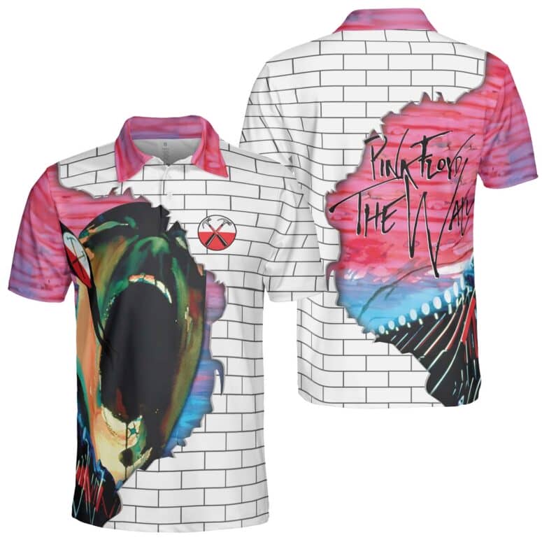 The Wall Hammers and Scream Pink Floyd Polo Shirt The Wall Hammers and Scream Pink Floyd Polo Shirt