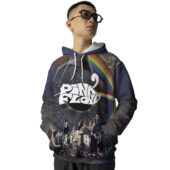 Hoodie Front Pulse Ring Of Rainbow 60th Anniversary 1965 2025 Pink Floyd Hoodie - OtherBrick