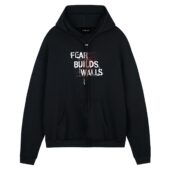 Fear Builds Walls Pink Floyd Front Hoodie Black - OtherBrick