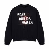 Fear Builds Walls Pink Floyd Front Sweatshirt Black - OtherBrick
