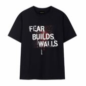 Fear Builds Walls Pink Floyd Front Tshirt Black - OtherBrick