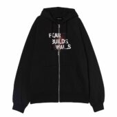 Fear Builds Walls Pink Floyd Front Ziphoodie Black - OtherBrick