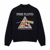Pink Floyd Dark Side Of The Moon Flowers Front Sweatshirt Black - OtherBrick
